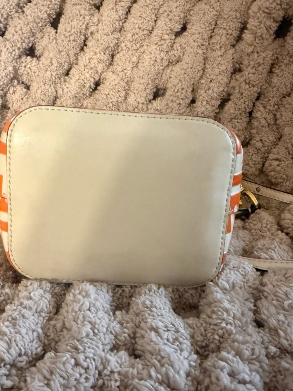 Fendi Orange and White Monogram Drawstring Crossbody Bag - Picture 3 of 6